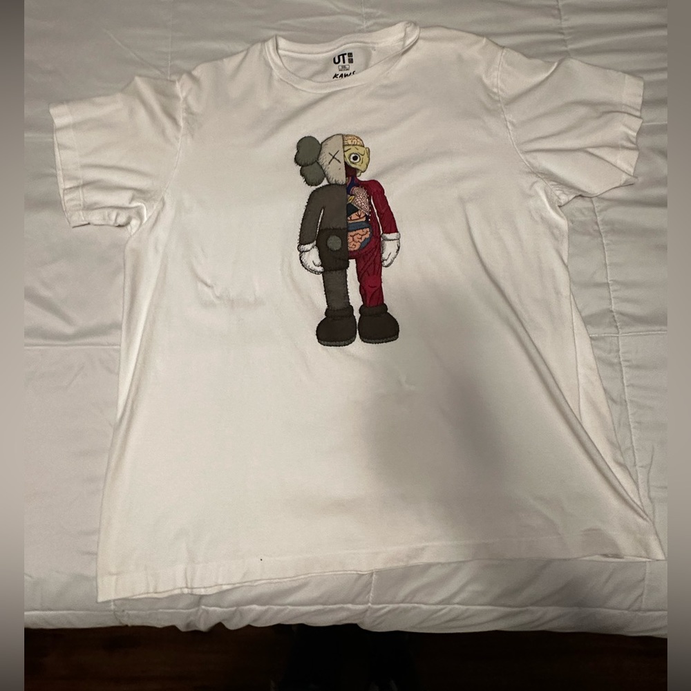 KAWS x Uniqlo Flayed Tee, White, like new, XXL